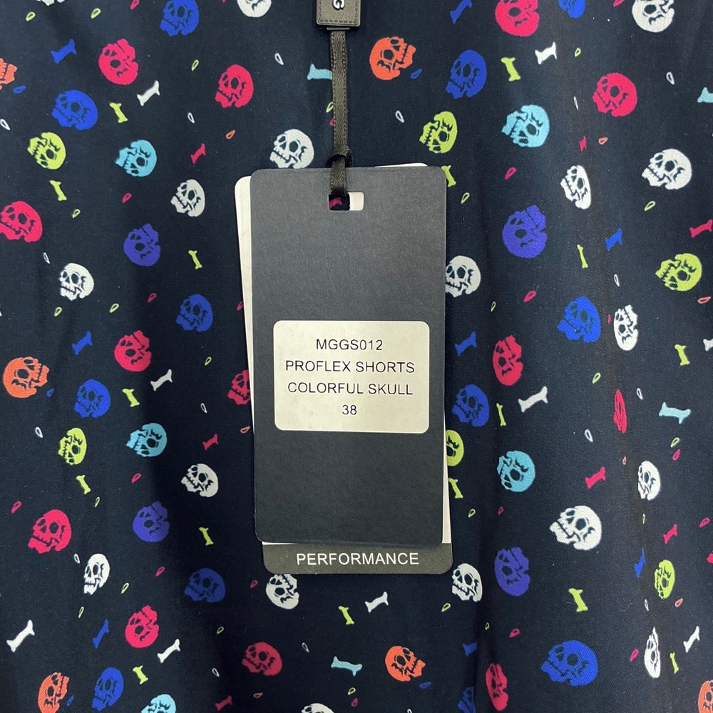 NEW Maelreg ProFlex Golf Shorts Men's 38 Navy Skull Novelty Print Stretch NWT - Picture 4 of 6